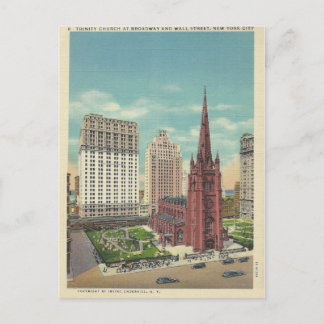 Vintag Trinity Church New York City, New York Postkarte