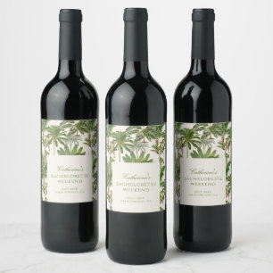 Vintag Tropical Palm Tree Bachelorette Weinetikett