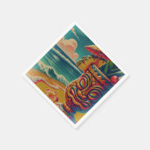 Vintag Tropical Tiki Umbrella Drink Luau Party Serviette (Ecke)