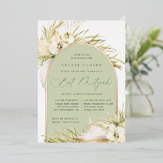 Vintag Tropics Bat Mitzvah Folieneinladung (Stehend vorne)