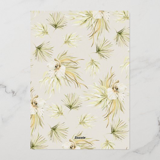 Vintag Tropics Christening Folieneinladung (Rückseite)