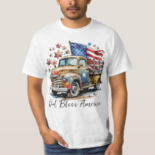 Vintag Truck American Flag 4. Juli Patriotic T-Shirt
