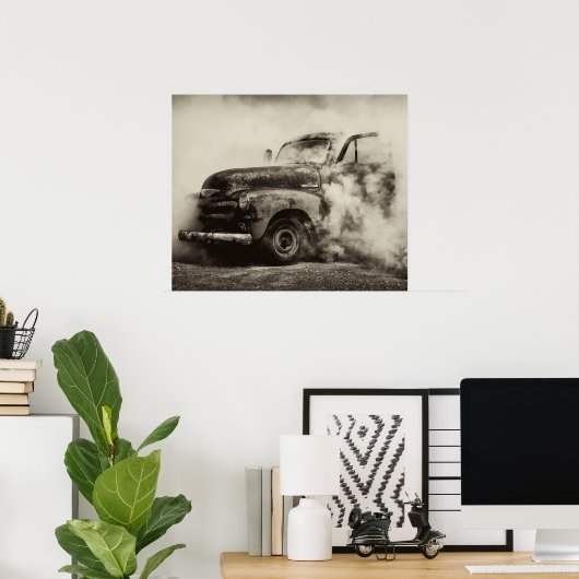 Vintag Truck Burnout Poster (Heimbüro)