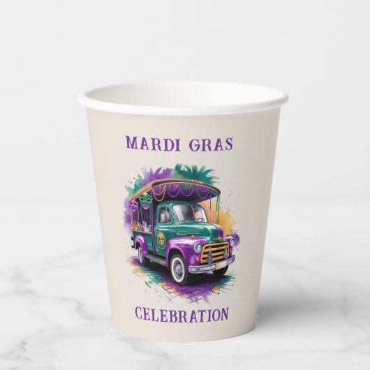 Vintag Truck Mardi Gras Celebration Pappbecher (Vorderseite)