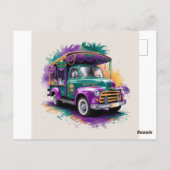 Vintag Truck Mardi Gras Celebration Postkarte (Rückseite)