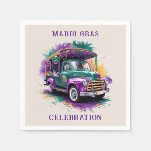 Vintag Truck Mardi Gras Celebration Serviette (Vorderseite)
