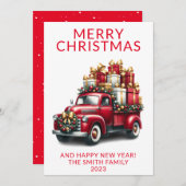 Vintag Truck präsentiert Rote Weihnachten Einladung (Vorne/Hinten)