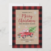 Vintag Truck Red Buffalo Kariert Frohe Weihnachten (Vorderseite)
