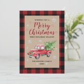 Vintag Truck Red Buffalo Kariert Frohe Weihnachten (Stehend Vorderseite)