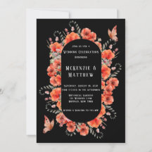 Vintag Truck Red Poppies Butterfly Wedding Invita