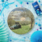 Vintag Truck Sunset Happy Birthday Pappteller (Party)