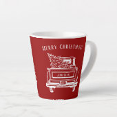 Vintag Truck Weihnachtsbaum Name Rot Milchtasse (Rechte Ecke)