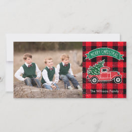 Vintag Truck Weihnachtsbaum Red Buffalo Kariert Feiertagskarte