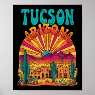 Vintag Tucson Arizona Wüste Sunset Skyline Citys Poster