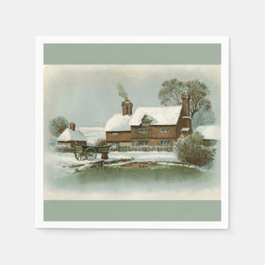 Vintag Tudor Country Hütte Green Serviette (Vorderseite)