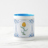 Vintag Tulip Tile Art Blue White Coffee Tasse (Zentrum)