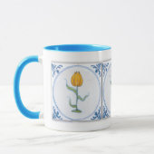 Vintag Tulip Tile Art Blue White Coffee Tasse (Links)