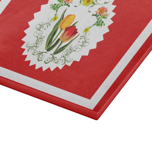 Vintag Tulips Red Schneidebrett (Ecke)