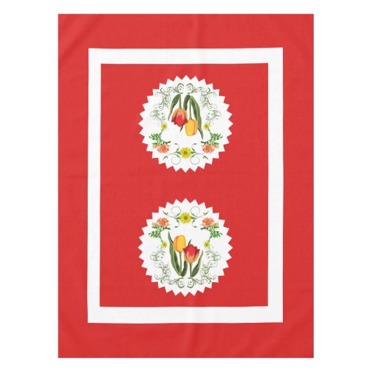 Vintag Tulips Red Tableclout Tischdecke (Vorderseite)