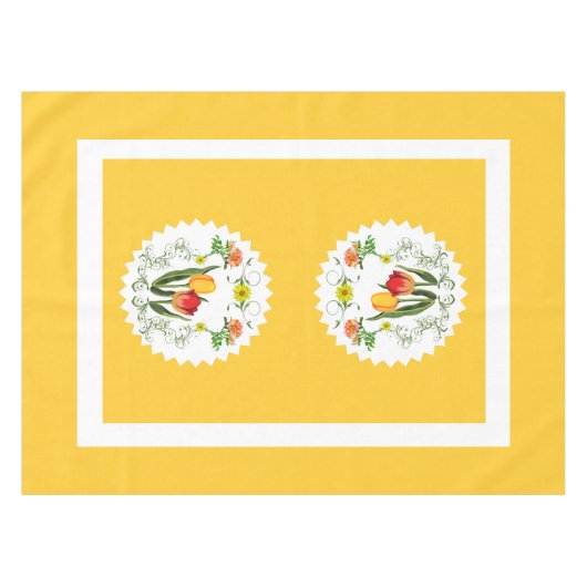 Vintag Tulips Tableclout Tischdecke (Vorderseite (Horizontal))