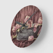 Vintag Tulpen Runde Wanduhr (Winkel)