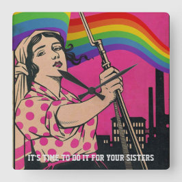 Vintag tun Sie es für Sie Sistre Square Wall Uhr