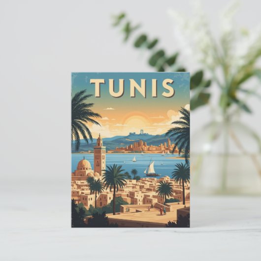 Vintag Tunis Tunis Travel Postkarte (Stehend Vorderseite)