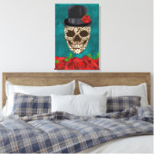 Vintag Türkis Día De Los Muertos Zuckerhut Leinwanddruck (Insitu (Schlafzimmer))