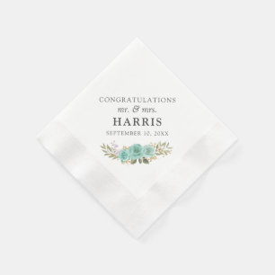 Vintag Türkis Rustikale Rose Hochzeit aus Holz Serviette