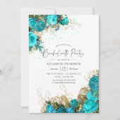 Vintag Türkis und Gold Junggeselinnen-Abschied Einladung (Vorderseite)