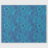 Vintag türkisfarbenes, lila Blumenmuster Geschenkpapier (Flach)