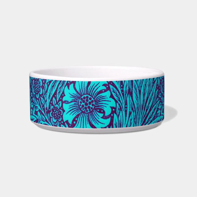 Vintag türkisfarbenes, lila Blumenmuster Napf (Vorderseite)