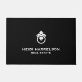 Vintag Türknopf-Logo-Realtor Schwarz Fußmatte (Vorderseite)