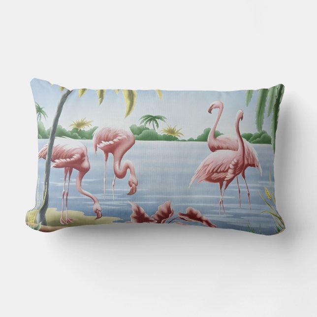 Vintag Turner Flamingo Lumbar Throw Kissen (Vorderseite)