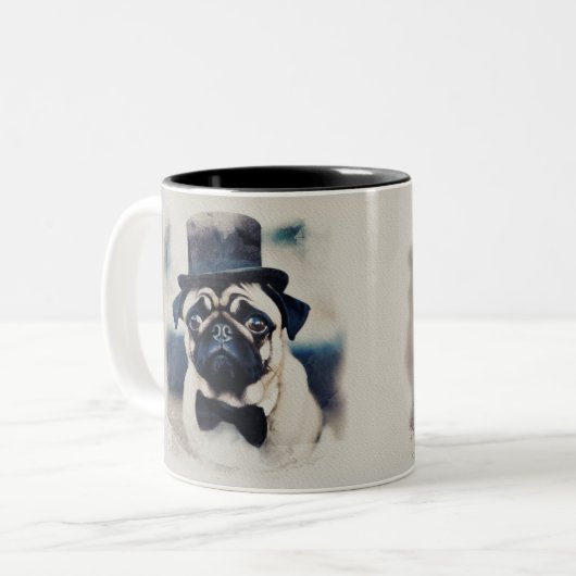 Vintag Tux Mops Tasse (Vorderseite Links)