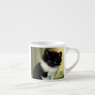 Vintag Tuxedo Kitten Illustration Espressotasse