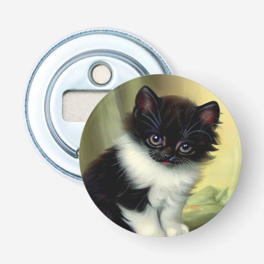 Vintag Tuxedo Kitten Illustration Flaschenöffner (Vorderseite)