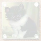 Vintag Tuxedo Kitten Illustration Glasuntersetzer (Rückseite)