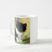 Vintag Tuxedo Kitten Illustration Kaffeetasse (Vorderseite Links)