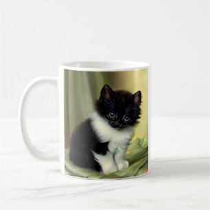 Vintag Tuxedo Kitten Illustration Kaffeetasse