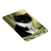 Vintag Tuxedo Kitten Illustration Magnet (Rechte Seite)