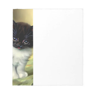 Vintag Tuxedo Kitten Illustration Notizblock