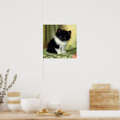 Vintag Tuxedo Kitten Illustration Poster (Küche)