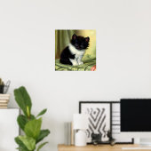 Vintag Tuxedo Kitten Illustration Poster (Heimbüro)