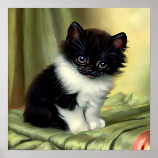 Vintag Tuxedo Kitten Illustration Poster (Vorne)