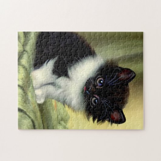 Vintag Tuxedo Kitten Illustration Puzzle (Horizontal)