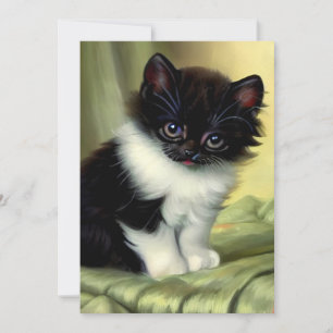 Vintag Tuxedo Kitten Illustration Save The Date