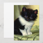 Vintag Tuxedo Kitten Illustration Save The Date (Vorne/Hinten)