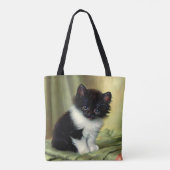 Vintag Tuxedo Kitten Illustration Tasche (Rückseite)