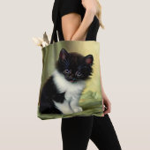 Vintag Tuxedo Kitten Illustration Tasche (Von Nahem)